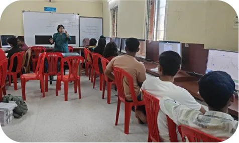 Classroom session with trainer teaching students digital accounting skills